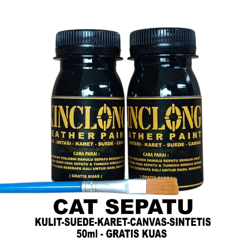 Cat Sepatu Hitam, cat pewarna sepatu 50ml gratis kuas