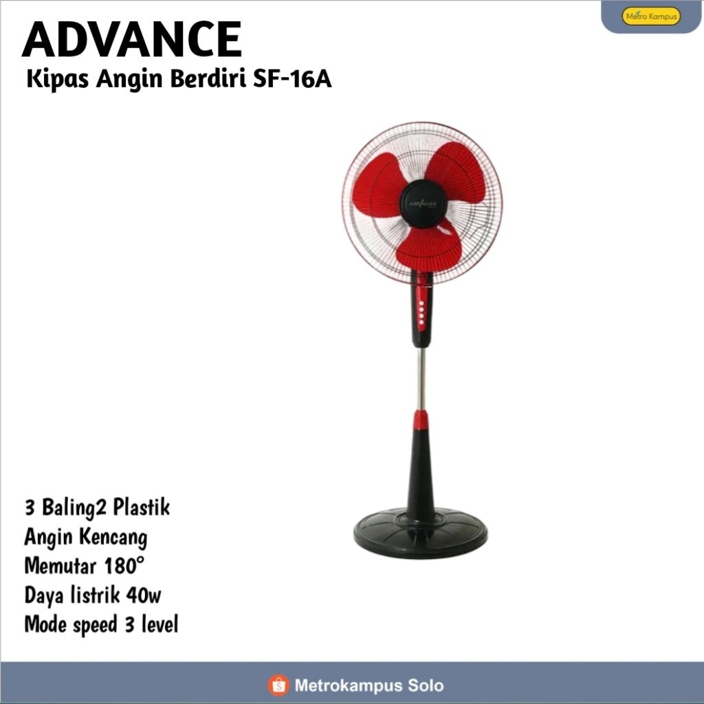 [ADVANCE] KIPAS ANGIN BERDIRI SF-16A/KIPAS ANGIN PORTABLE/KIPAS BERDIRI