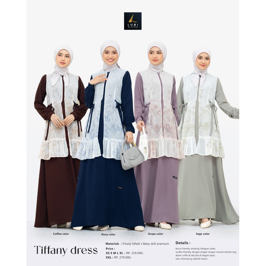 Lubi Tiffany Dress Lubi Gamis Tiffany Dress Tiffany Gamis Mix Rompi Dress Kondangan Gamis Busui Gami