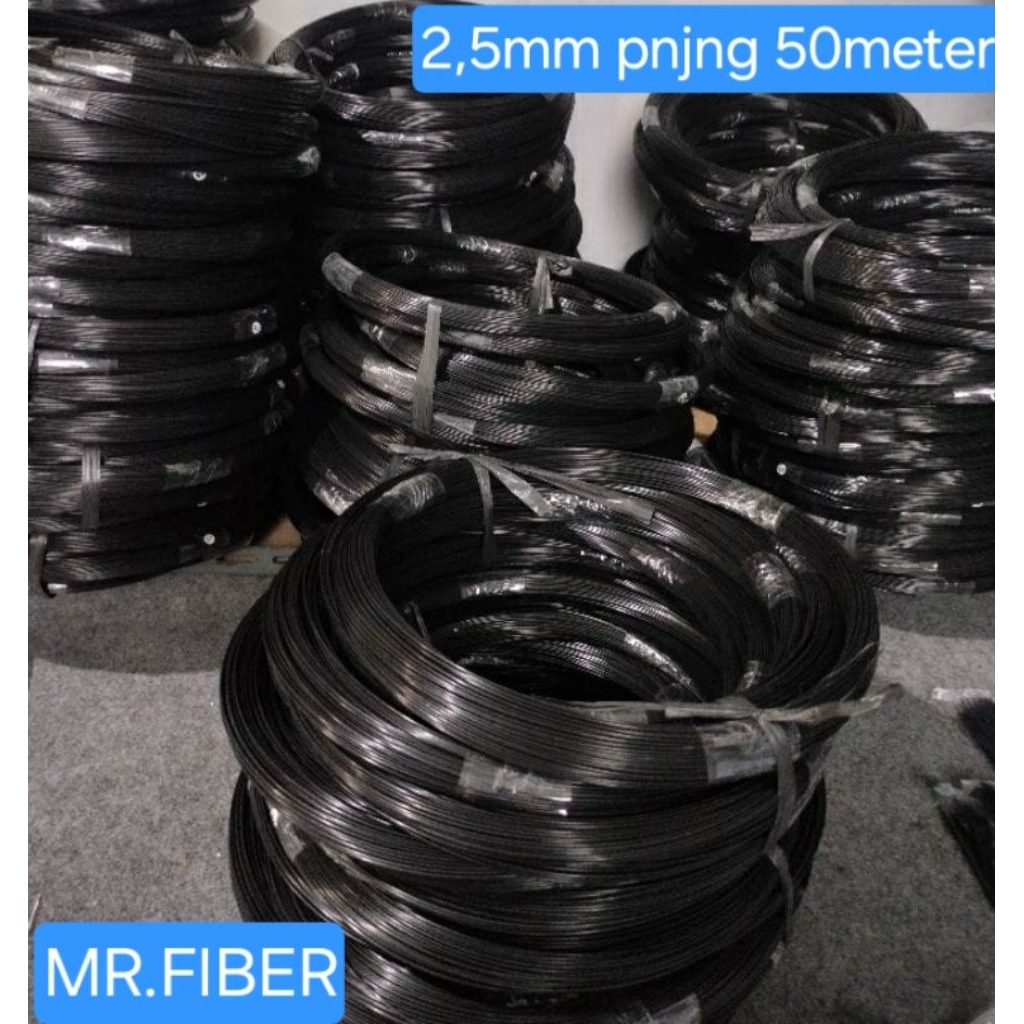 JERUJI FIBER HITAM IMPORT UKURAN 2,5mm PANJANG 50METER