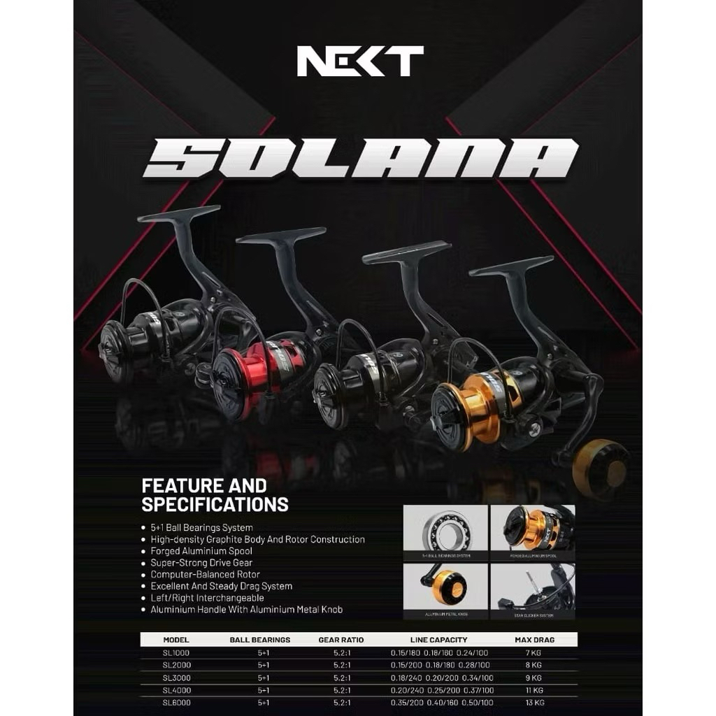 REEL SPINNING NEXT SOLANA 1000-6000 METAL KNOB
