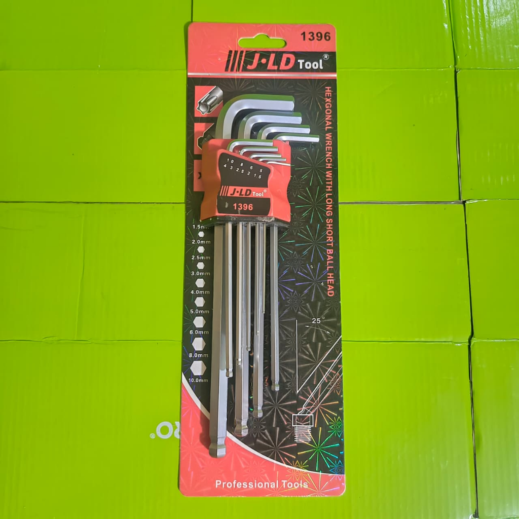 JLD Kunci L Panjang Set 9pc Hex Set Key Kunci L Balpoint Set Kunci L Set Murah Reday kunci L Tekiro 
