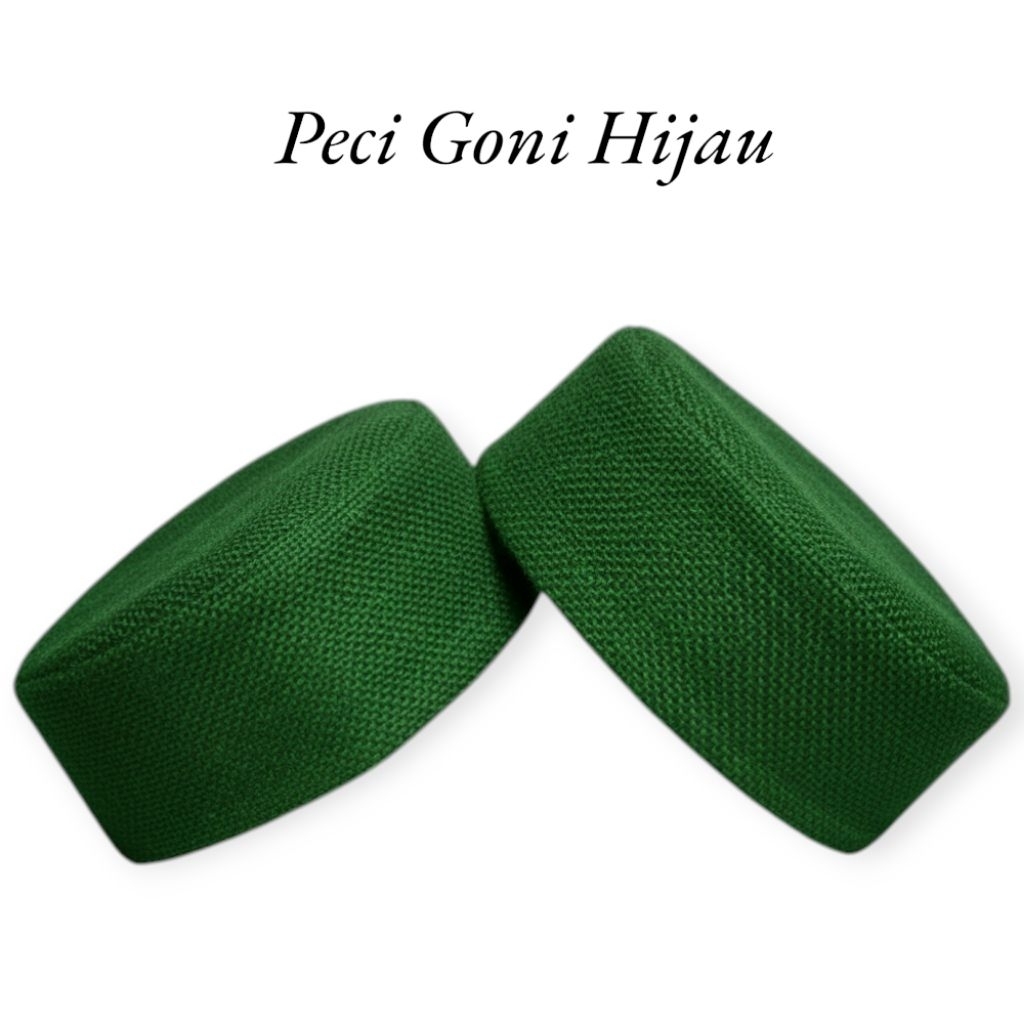 Peci Songkok Hijau Polos / Kopiah Songkok Pria Dewasa / Peci Goni Hijau / Kopiah Songkok Goni Anak L