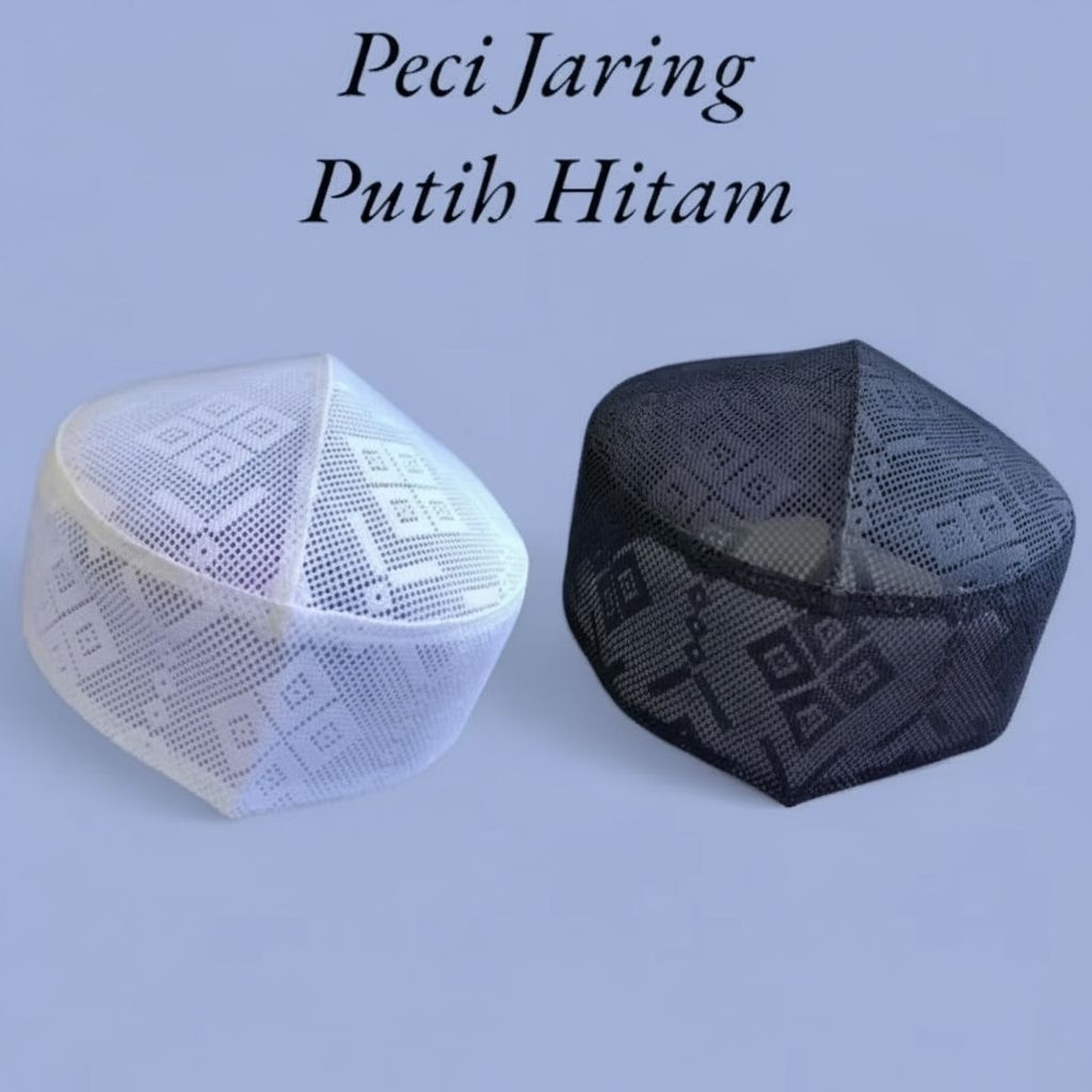 Peci Jaring Aldan Putih Dan Hitam / Kopiah Jaring / Peci Hitam Putih