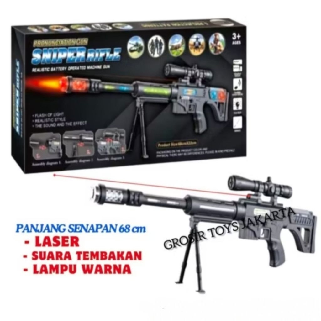 TERSEDIA HARGA GROSIR Mainan Anak SNIPER GUN 929-33 Mainan Tembakan Anak Ada Laser,  Suara Tembakan 