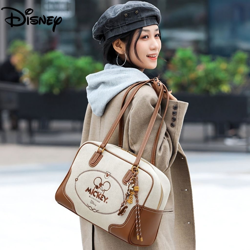 Chestnut Voyageur Travel Mickey Mouse Bag Original Disney Tas Tote Travel Wanita