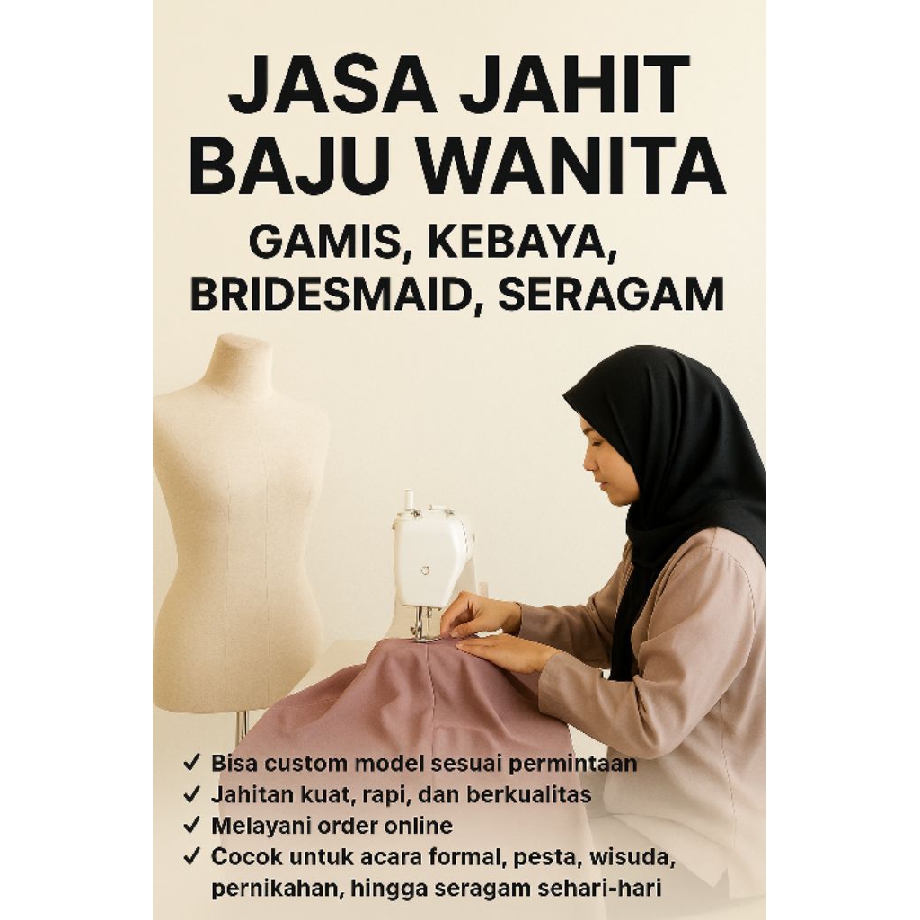 Jasa Jahit Baju Wanita – Gamis, Kebaya, Bridesmaid, Seragam - Nurmala Modiste