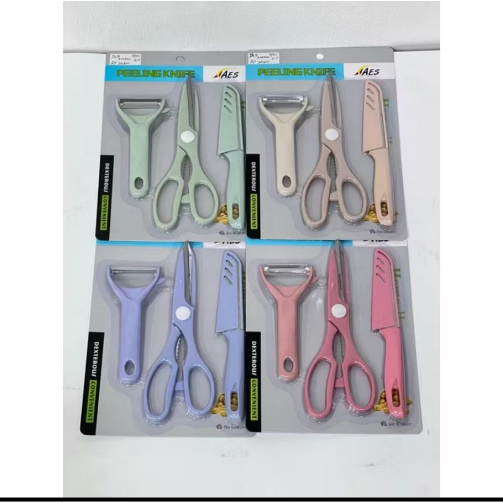 DC8 LocknLock Knife Set Pisau Set isi 3 Stainless Dilapisi Anti Lengket Kitchen Knives