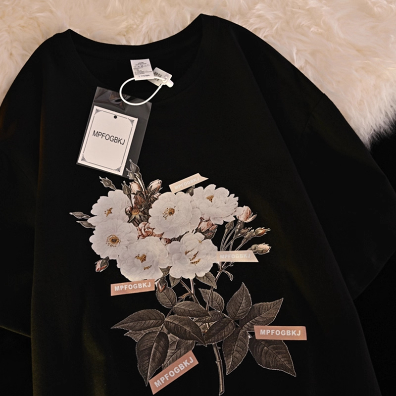 American Vintage Bunga Lengan Pendek T-shirt Gay Lesbian PasanganGratis Pengiriman + Pembayaran samp