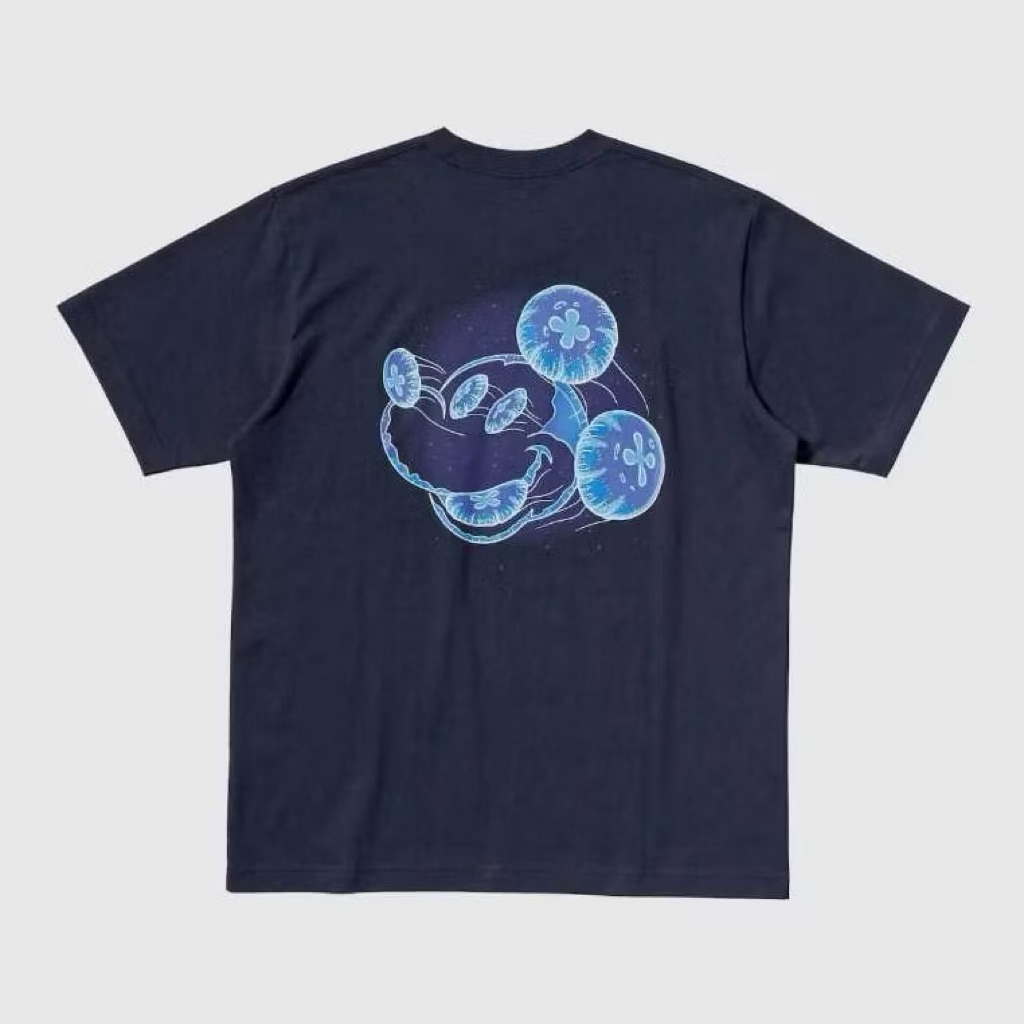 Kaos Uniqlo x Mickey Mouse Face Tshirt UT Pria Wanita Kode 01 - Navy