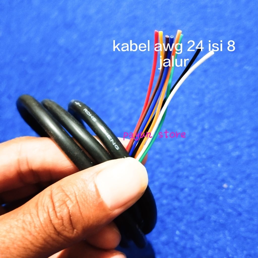 Kabel AWG 24 (8 Jalur) + Selongsong Kabel AWG24 isi 8 Kabel AWG 24 8c Harga / 1 meret