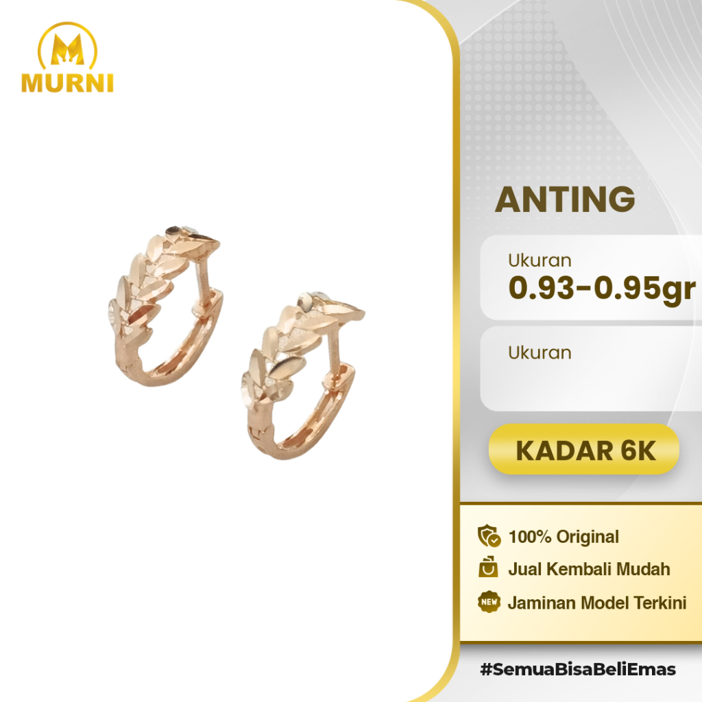 Anting Leaf Charm 6K Murni Bekonang