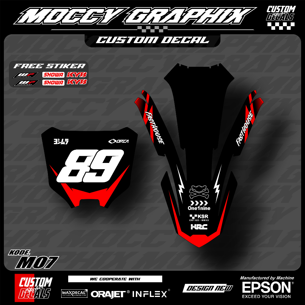 Decal Papan Dan Spakbor CRF 450 Tahan Lama || Decal CRF 450 Stiker Anti Gores Tahan Panas