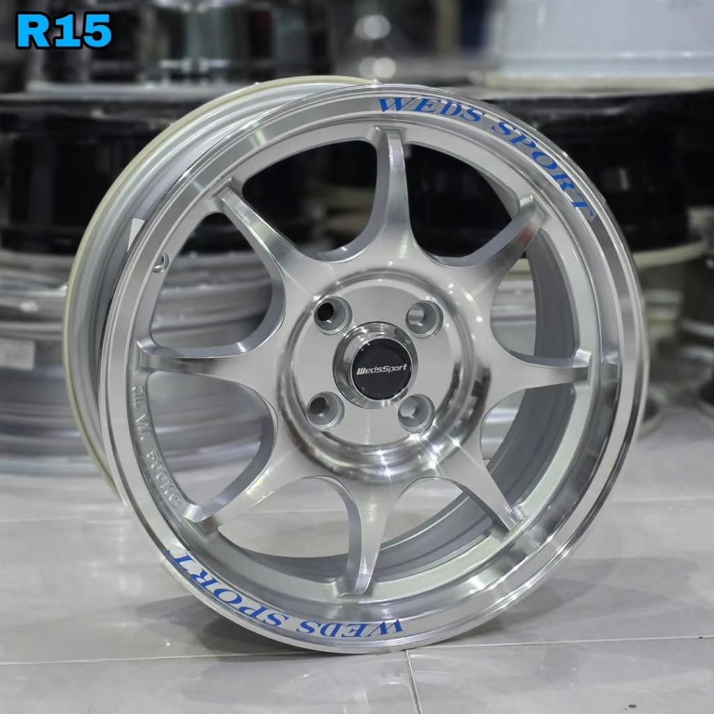 velg racing r15 pcd 4x100 WEDSSPORT TC05 FULL POLISH ET 42 velg mobil ring 15 Brio mobilio Civic Fer