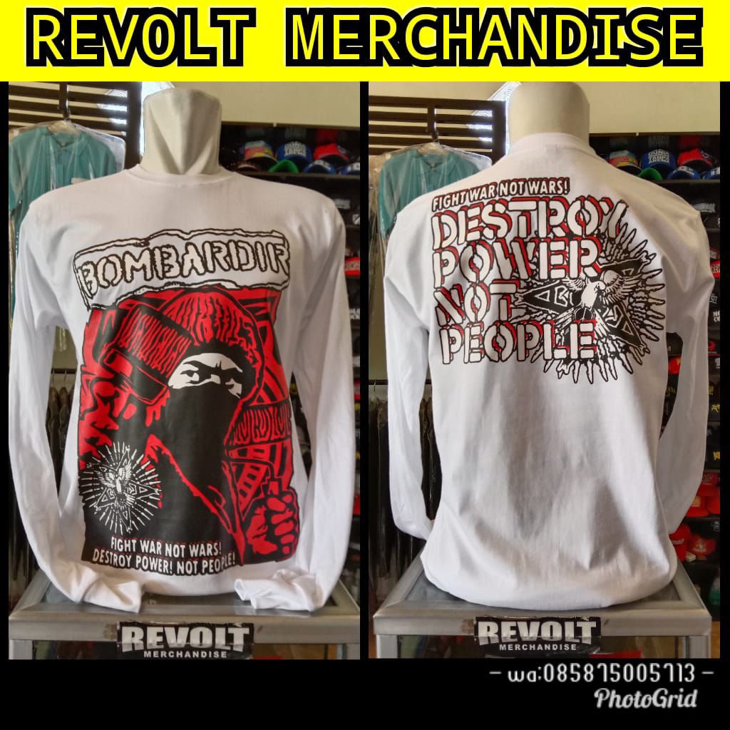 KAOS LENGAN PANJANG PUNK KAOS BAND PUNK KAOS PUTIH BAND PUNK