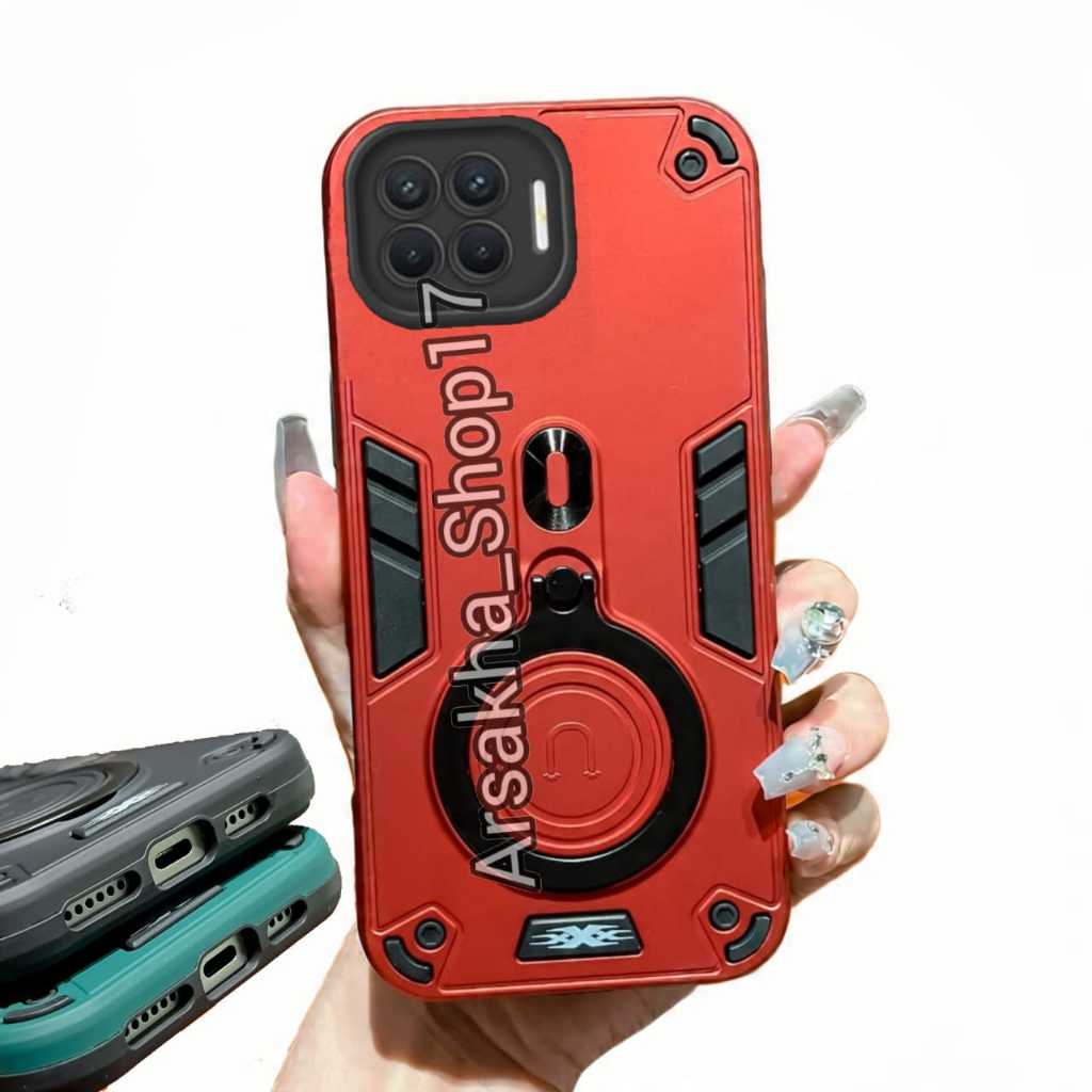 Casing HP Untuk OPPO RENO 4F hard case Pro Camera Carbon Fibre 360 Degree Rotasi Ring