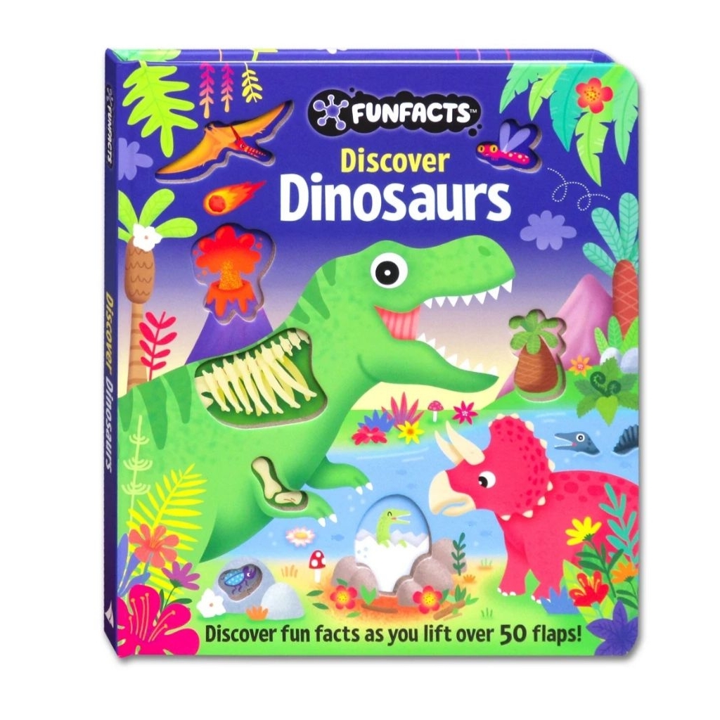 Buku Anak Board Book FunFacts DISCOVER DINOSAURS with over 50 flaps to lift