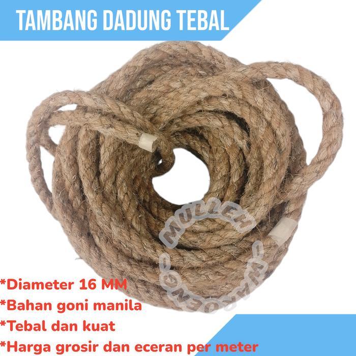 TAMBANG DADUNG/ TAMBANG GONI COKLAT 16 MM 1 METER / TALI TAMBANG MURAH