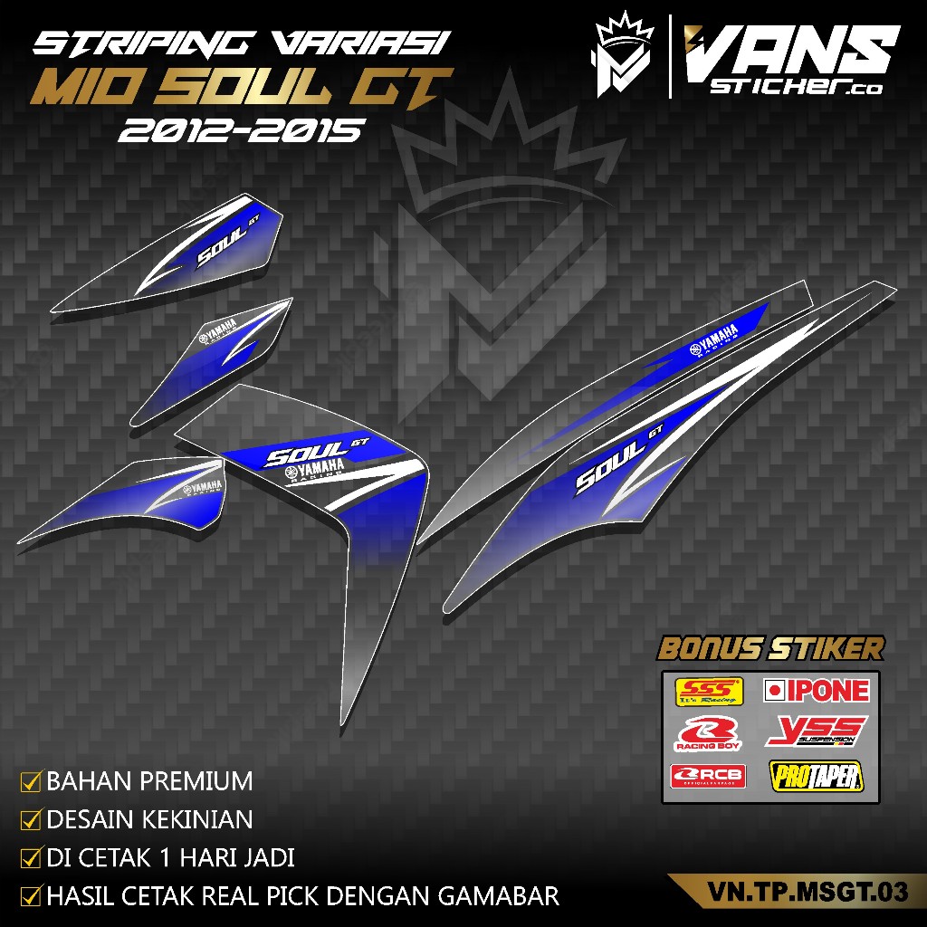 Stiker Striping Transparan MIO SOUL GT 115 2012-2015  Siticker decal Variasi YAMAHA MIO SOUL GT