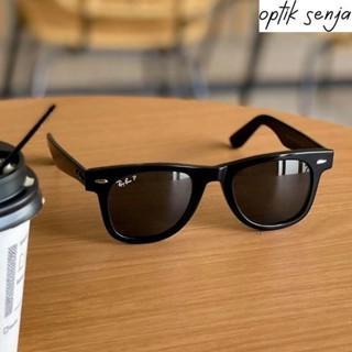 Kacamata Rayban Wayfarer RB 2140 Polarized Black Glossy Secen ori