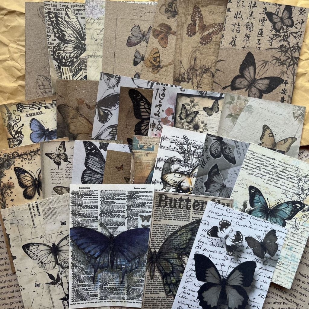 27 Lembar/pack PAPER DECO VINTAGE BUTTERFLY / JOURNALING KIT VINTAGE / paper deco vintage / kertas v
