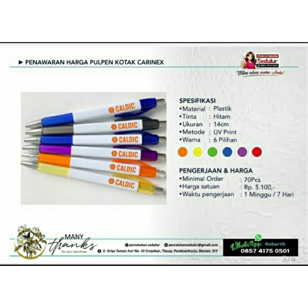 Pulpen Kotak Carinex - Caldic