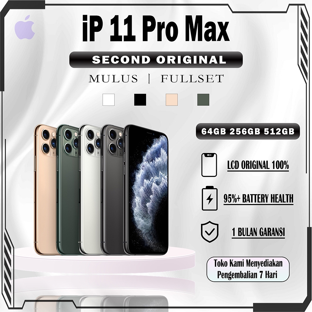 [ConnectCell] iPhone 11 Pro Max SECOND BH 95+ 64/256/512GB, MULUS Normal FULLSET, 100% ORI