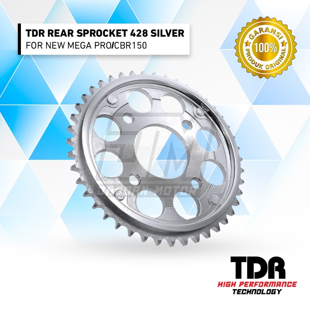 Gir TDR Sprocket 428 Silver For New Mega Pro / CBR150 - Depan & Belakang