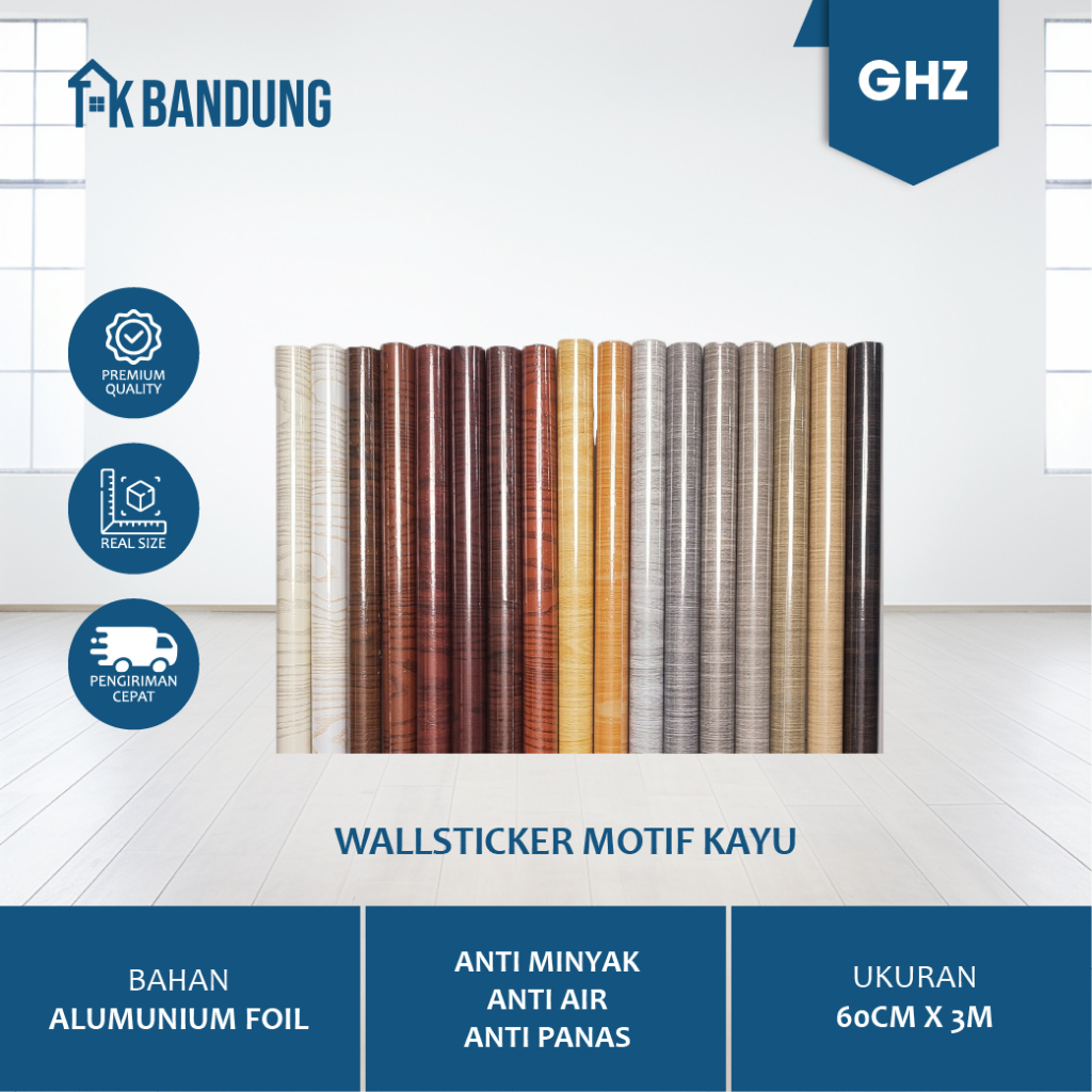 Wallpaper Sticker Dinding Motif Kayu - Anti Air Tahan Lama - 600cm x +/- 300cm | Wallpaper Kayu Pint