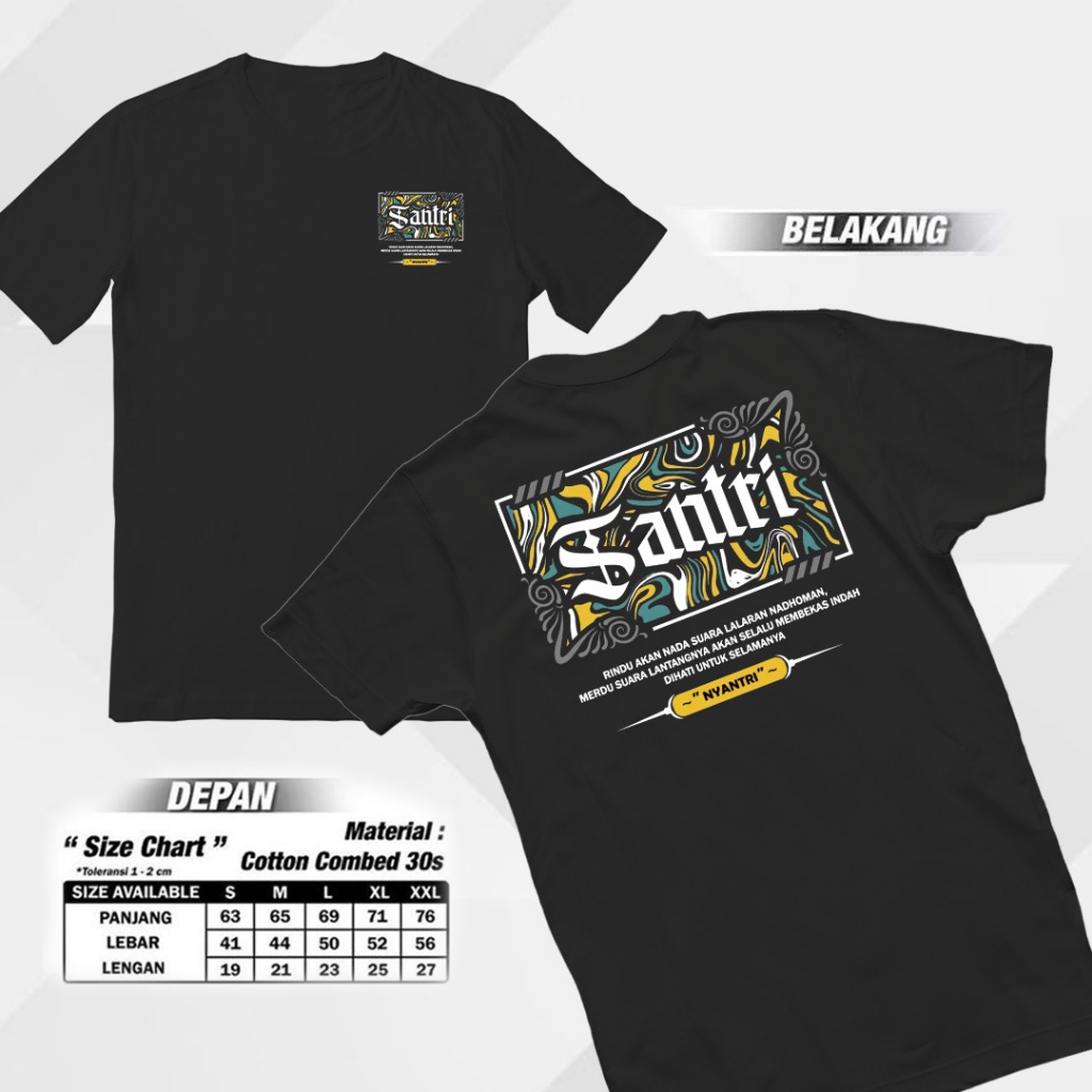 Kaos Santri-Kaos Distro Pria Murah Premiun Cotton Combed 30s Kaos Kekinian Keren Simple Kaos Oblong