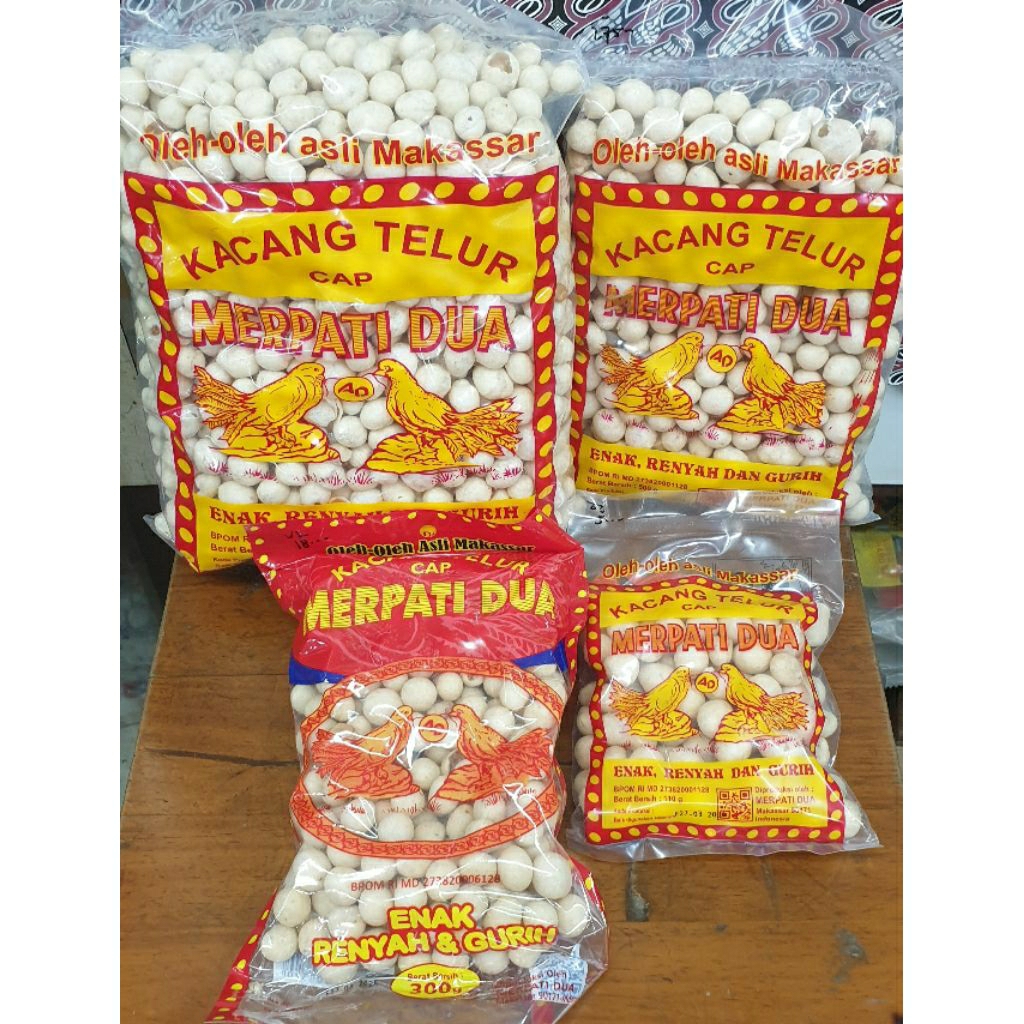 Kacang telur khas Makassar cap Merpati Dua