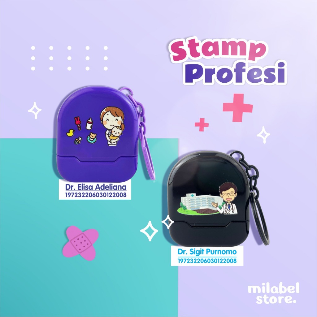 MILABELSTORE - STAMPEL GANTUNGAN PROFESI DOKTER/GURU/SUSTER/BIDAN BEBAS CUSTOM NAMA/NIP/TULISAN TERM