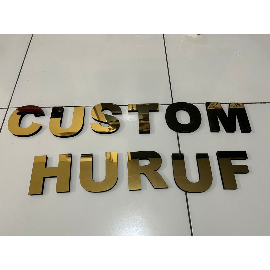 HURUF STAINLESS GOLD MIRROR + SPON | HURUF TIMBUL STAINLES SPON