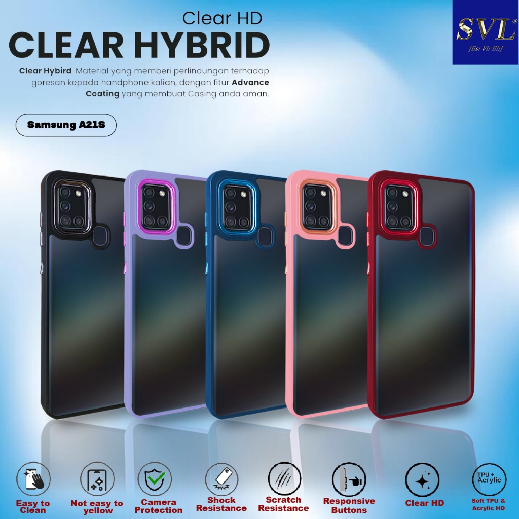 Case Samsung A21S Hybrid Chrome Transparant Clear Casing