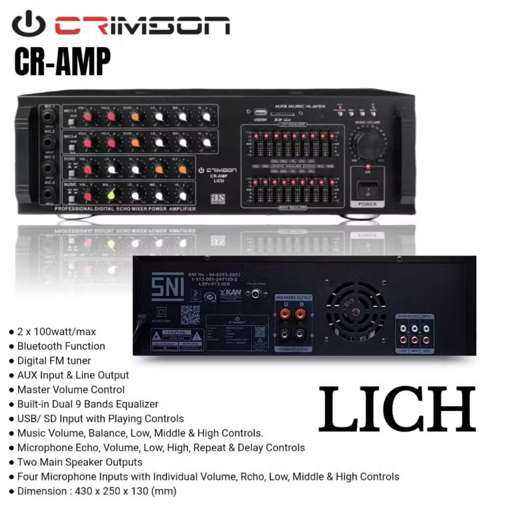 POWER AMPLIFIER BLUETOOTH 200 Watt CRIMSON - LICH