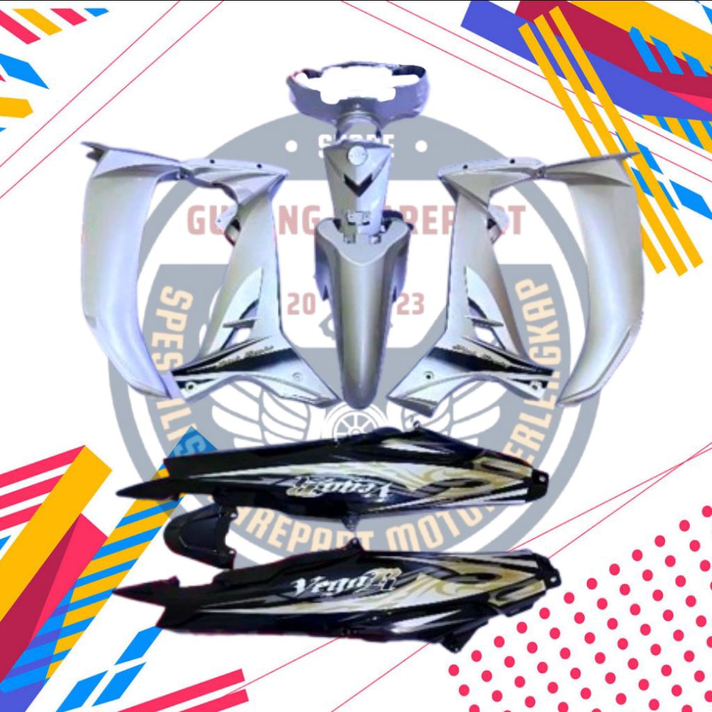 Yamaha vega r new 2006-2008 silver, full bodi halus vega r new silver, cover bodi vega r new, sayap 