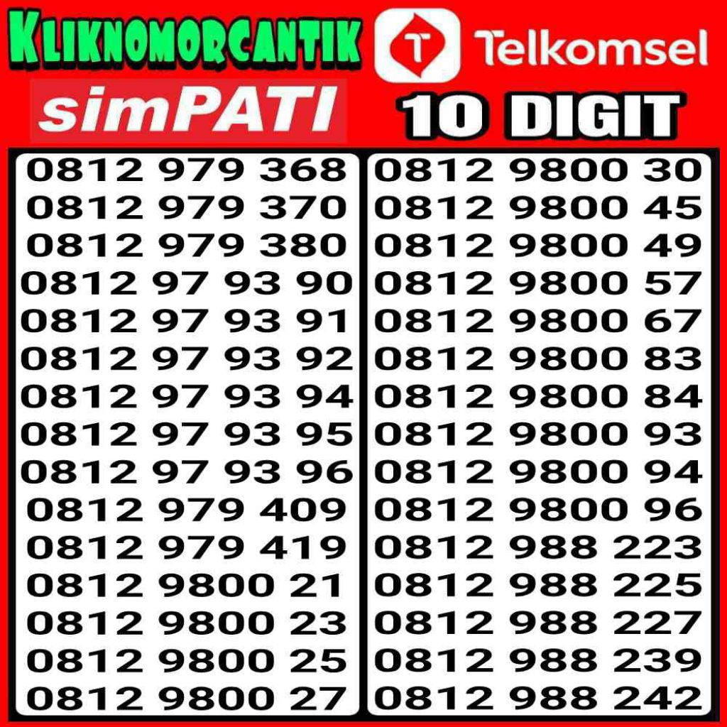 nomor cantik 10 digit Telkomsel simpati 10 Digit 4G&5G A9