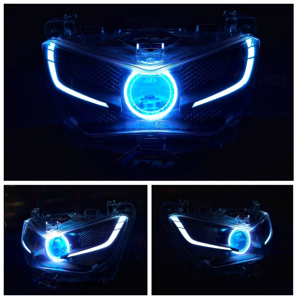 HEADLAMP SET LAMPU DEPAN SET CUSTOM BILED AES EXPERIENCE LAZY EYES YAMAHA NMAX NEW