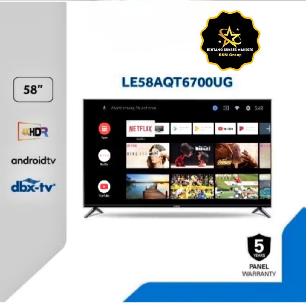 AQUA TV 58 Inch LE58AQT6700UG | Smart Digital Android TV