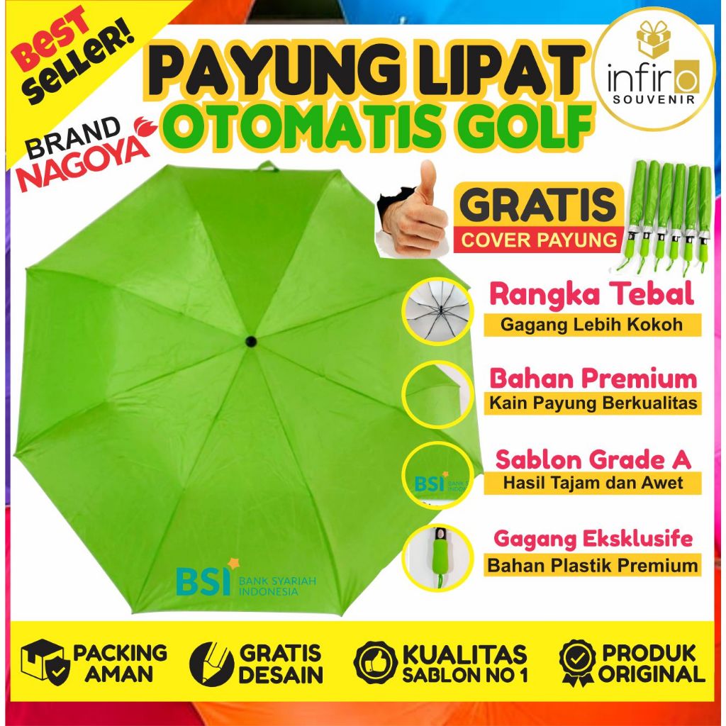 GRATISS  PAYUNG LIPAT OTOMATIS GOLF | PAYUNG LIPAT 2 NAGOYA | PAYUNG BESAR GAGANG KOKOH FREE COVER