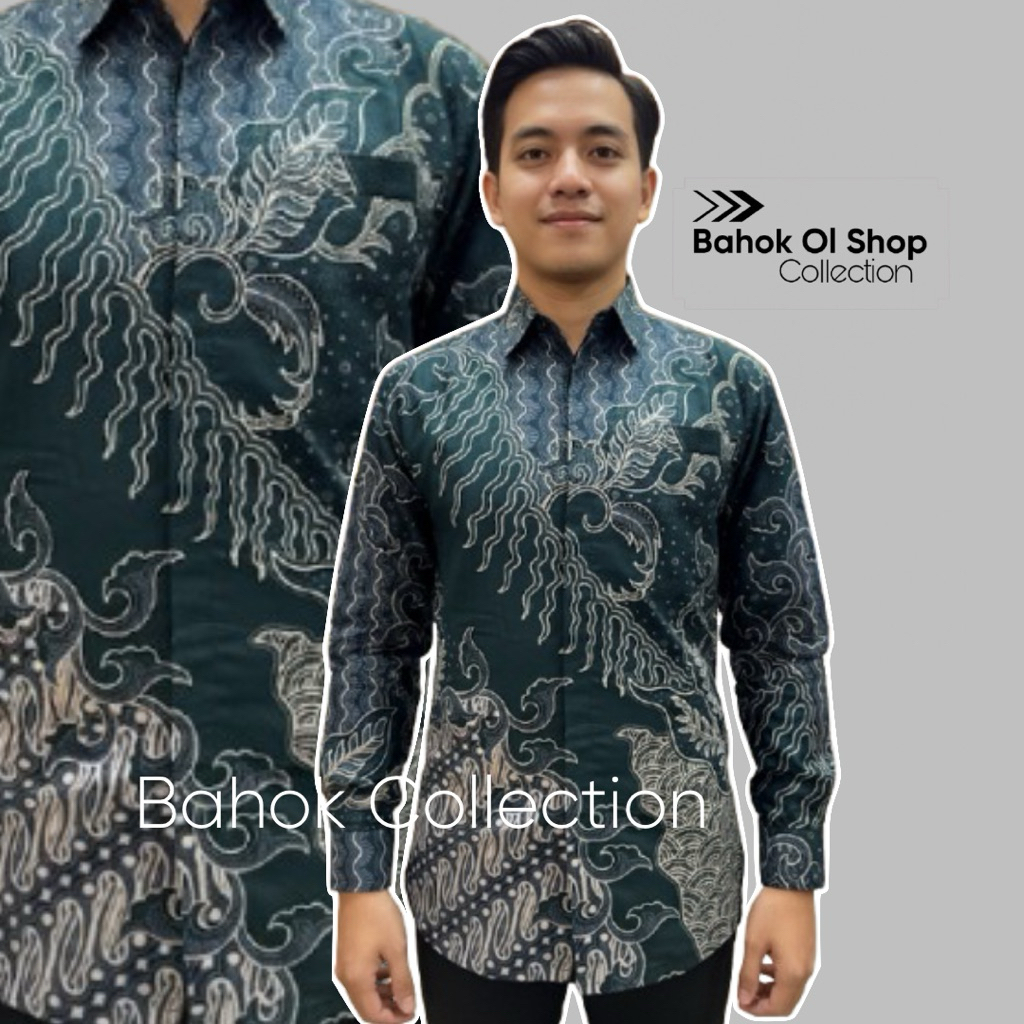 KEMEJA BATIK KATUN PRIMISIMA HIJAU BOTOL