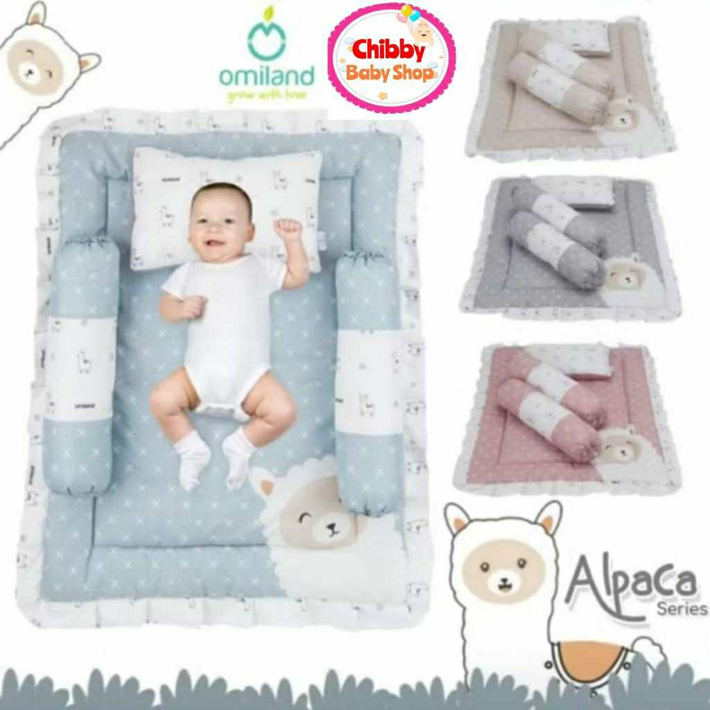 OMILAND Matras Alas Stroller dan Bantal Guling Set Alpaca Series