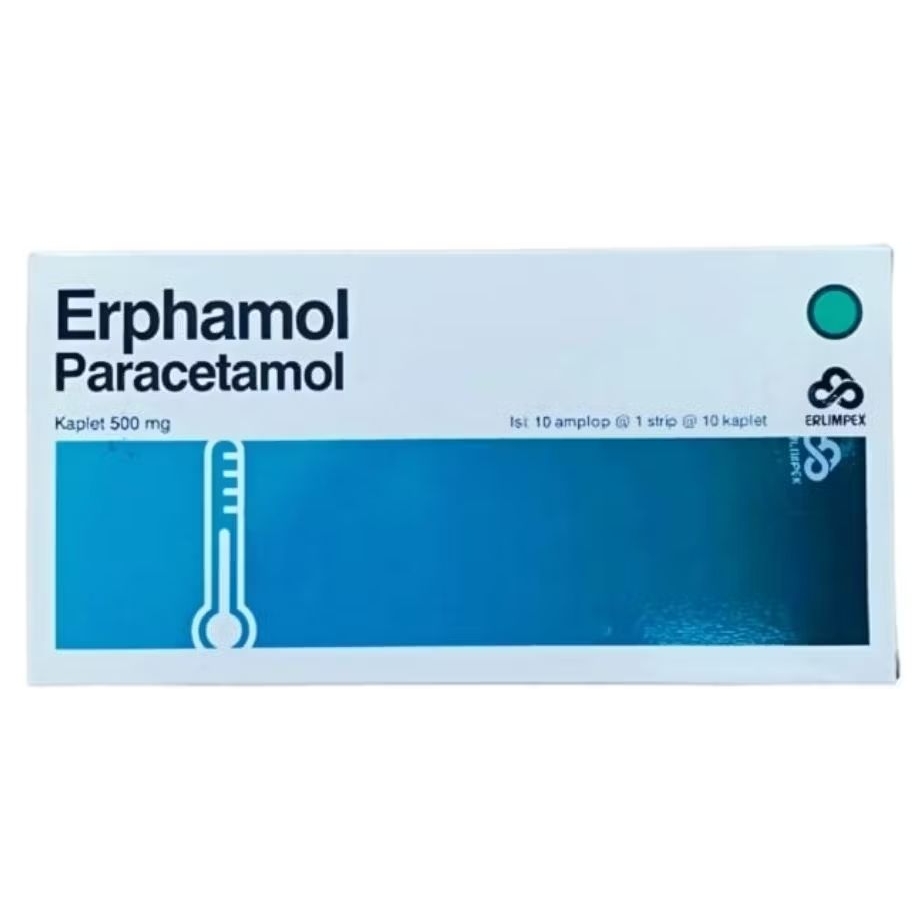 ERPHAMOL - Paracetamol Kaplet 500mg (100's /Dus) | Pamol 500mg