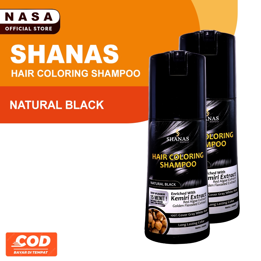 Shanas Hair Coloring Shampoo PENGHILANG UBAN Natural Black Hilangkan Uban Dengan 15 Menit