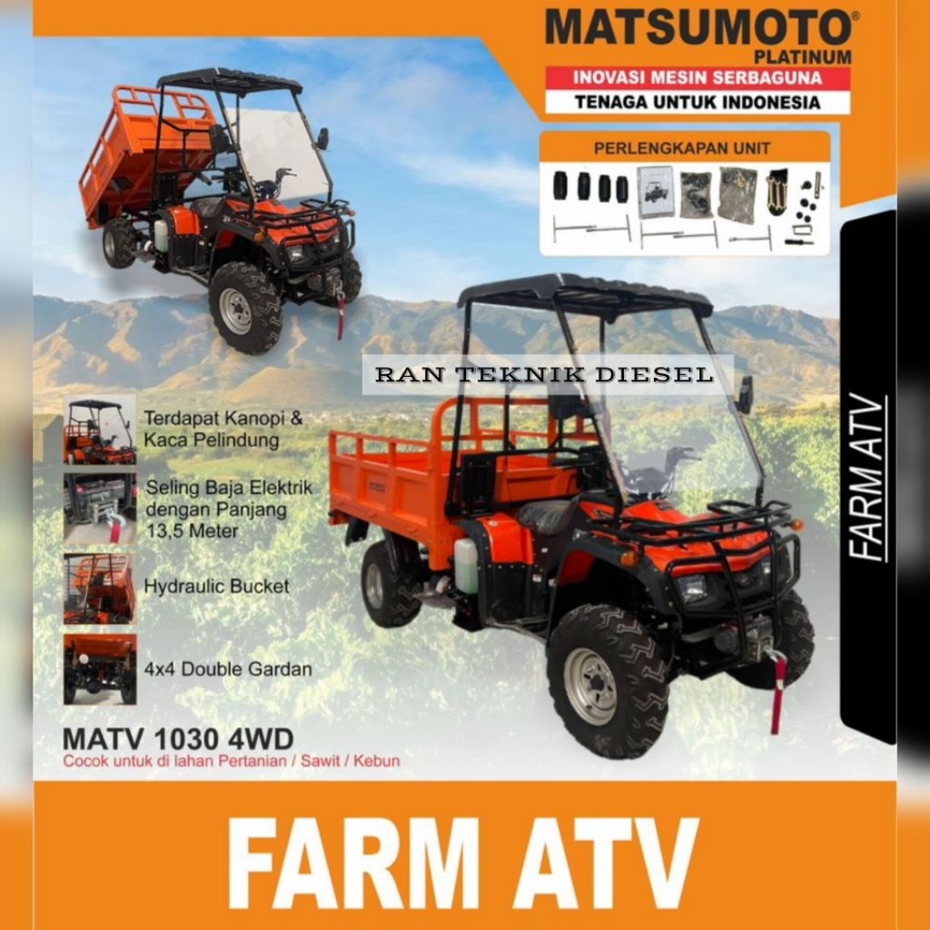 Mobil Alat Angkut Kebun Farm Atv MATSUMOTO MATV 1030 4WD / Double Gardan