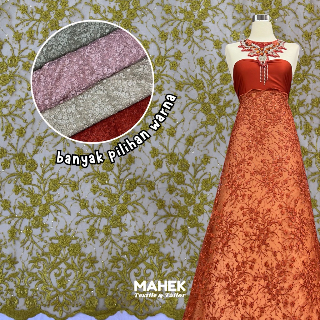 Tille Payet / Tulle Spangle  / Tile Motif / Tile Bordir Squin / Tile Bunga / Kain Kebaya / Kain Baju