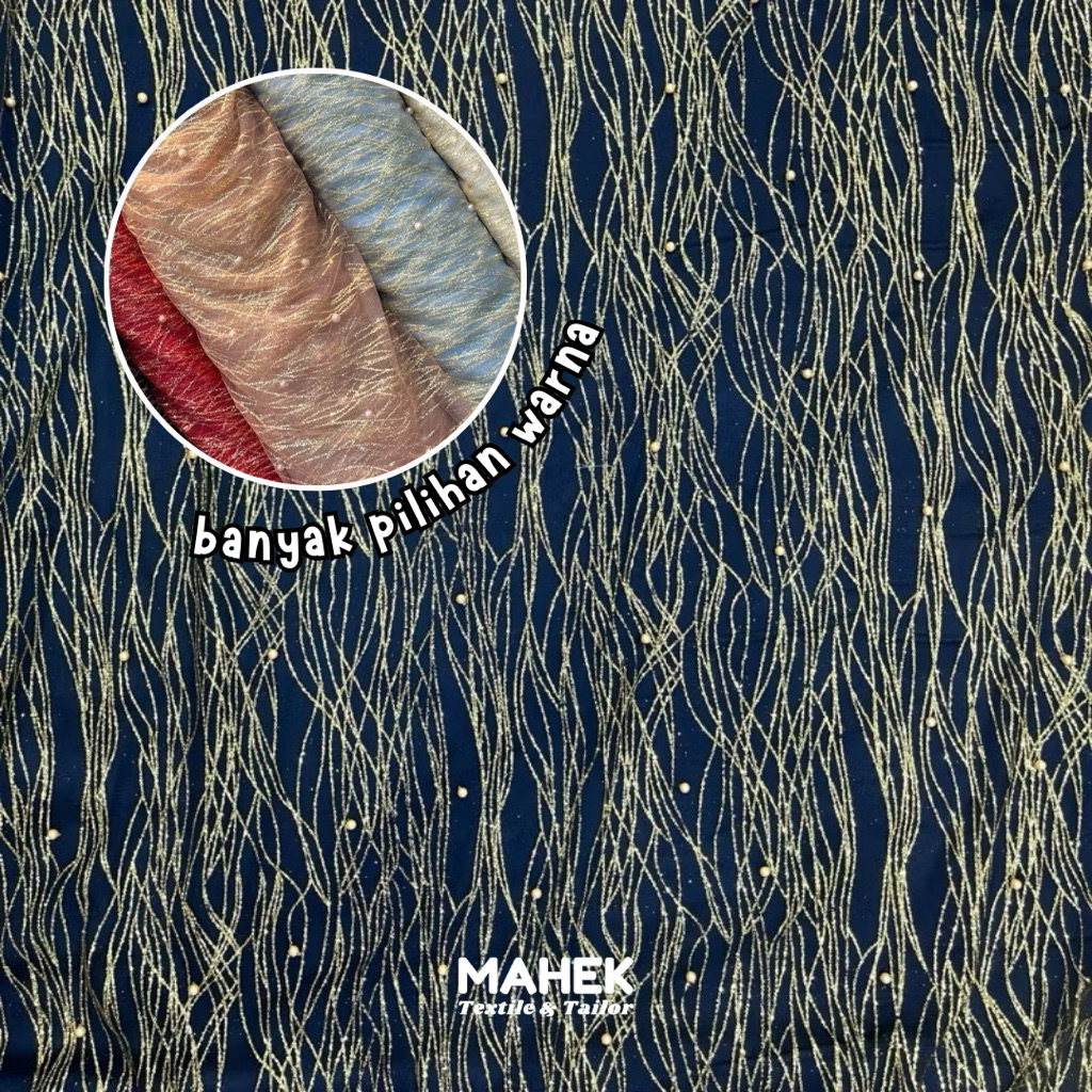 Tille Mutiara / Tile ombak Mutiara Gliter murah / baju pesta / Harga Per 0,5M