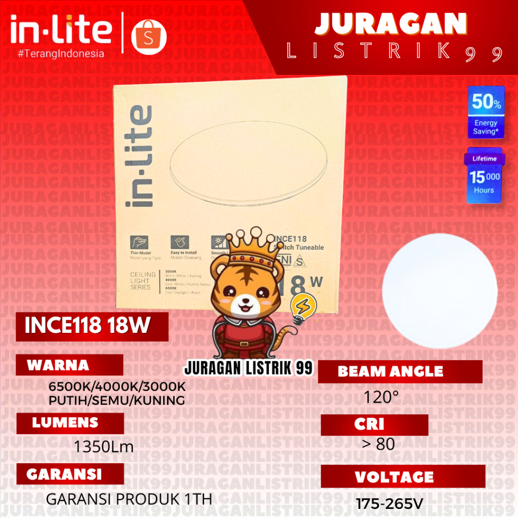 Lampu Baret / Ceiling Light / Ceiling Lamp INLITE LED 18W INCE118