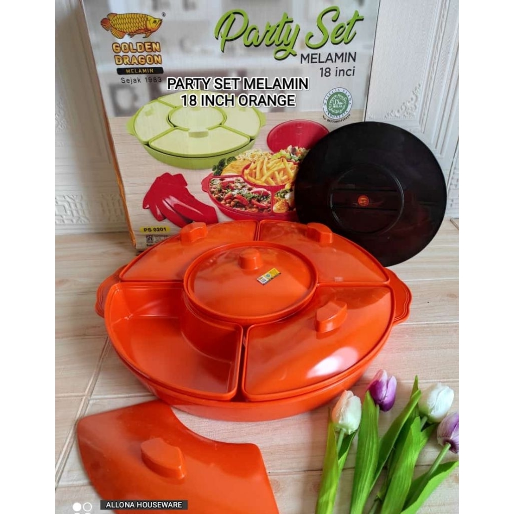 PRASMANAN / WADAH SAJI MELAMIN 18 INCH GOLDEN DRAGON