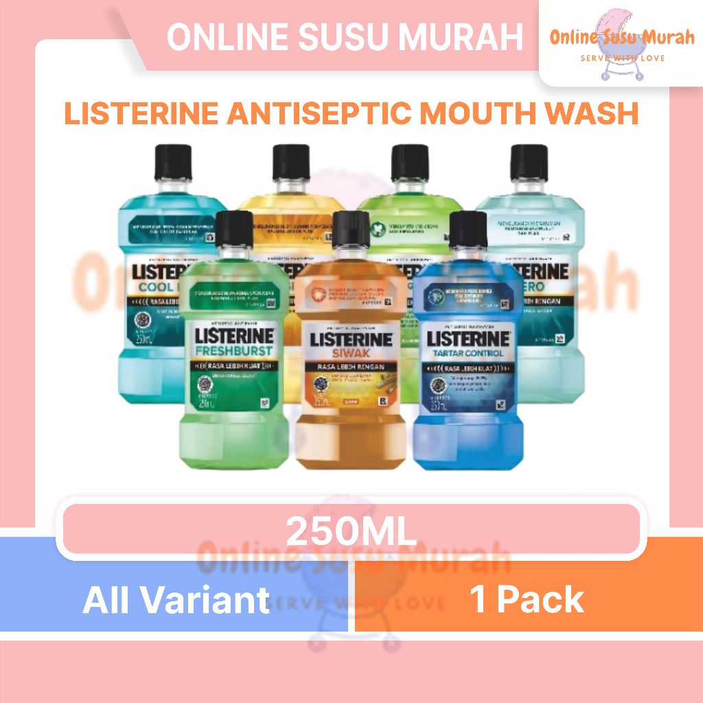 LISTERINE ANTISEPTIC MOUTH WASH OBAT PEMBERSIH MULUT ALL VARIANT 250 ML  PRLA